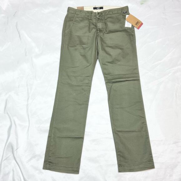 Vans Off the Wall Chino Stretch Pants Mens 28W 30L Olive Green Relaxed Fit New - Picture 1 of 3